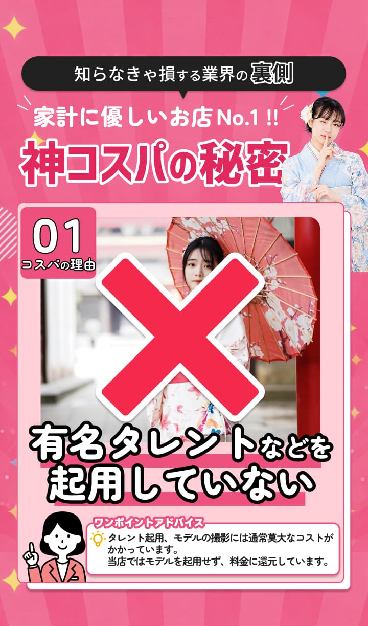神コスパの理由① 有名タレントの起用をしない。