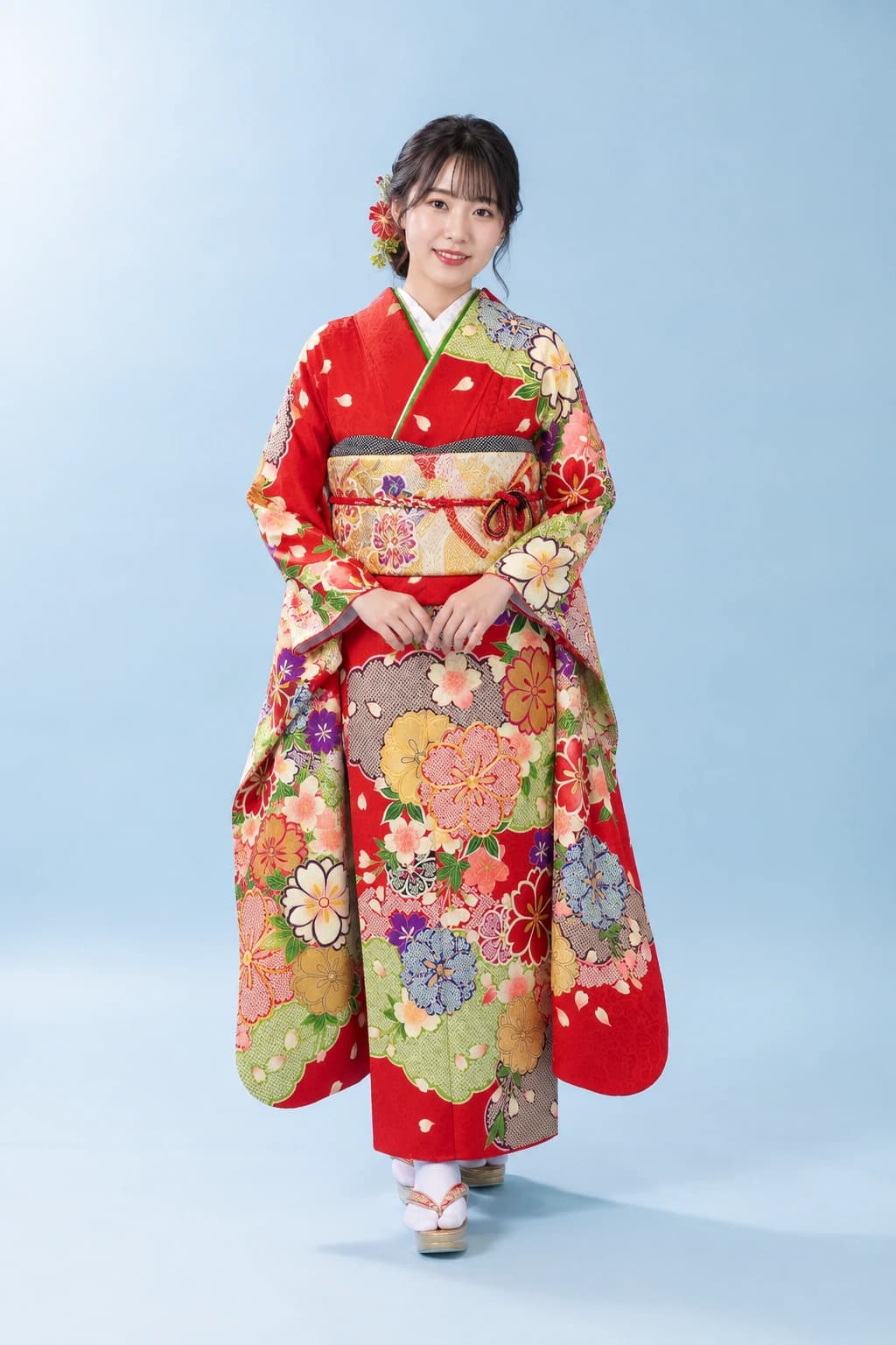 振袖を着用したモデル写真