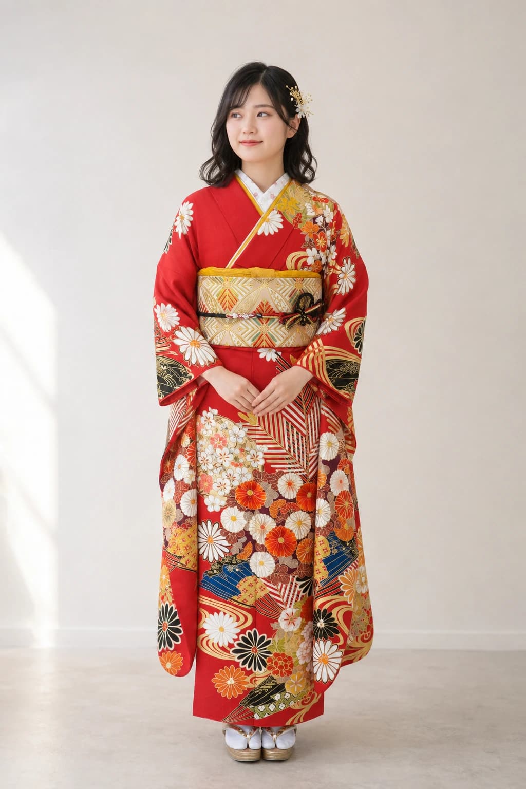 振袖を着用したモデル写真