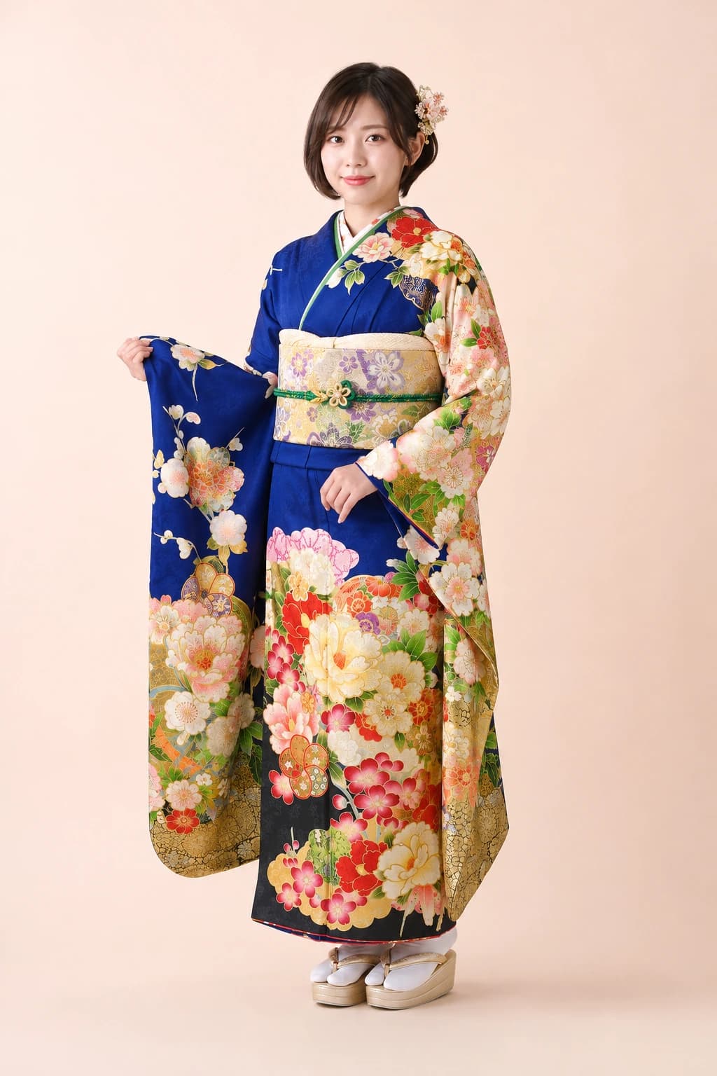 振袖を着用したモデル写真