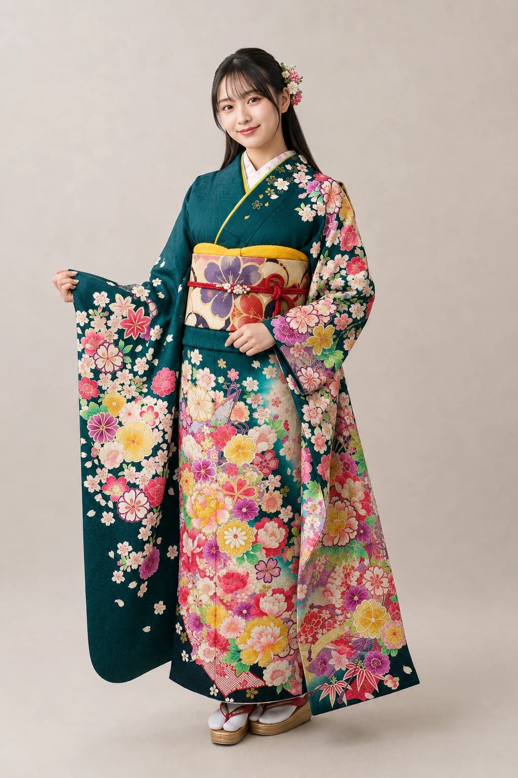 振袖を着用したモデル写真