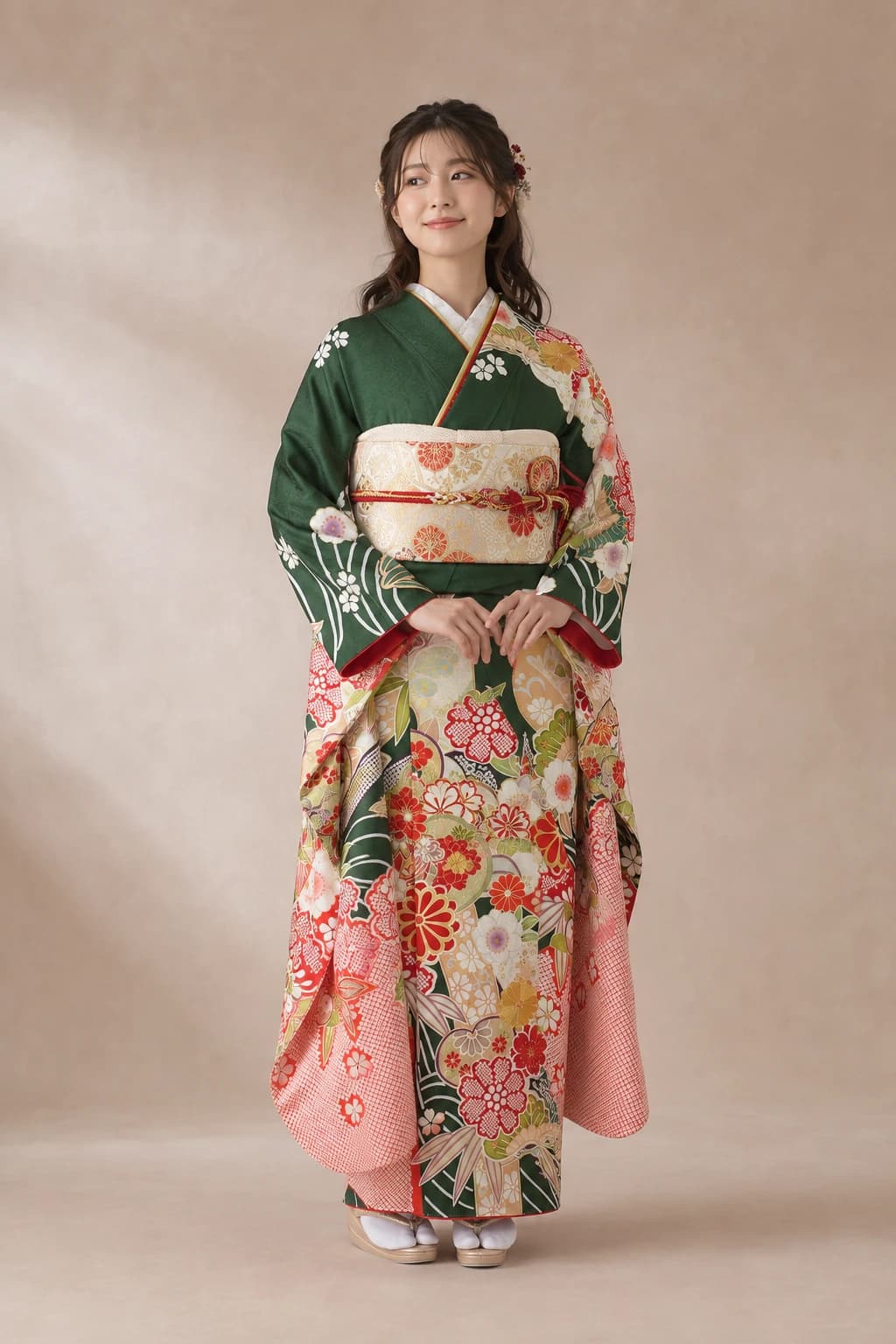 振袖を着用したモデル写真