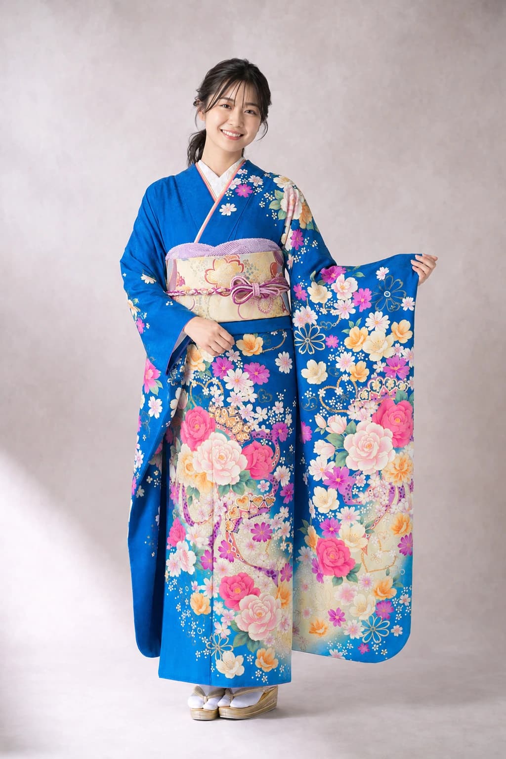 振袖を着用したモデル写真