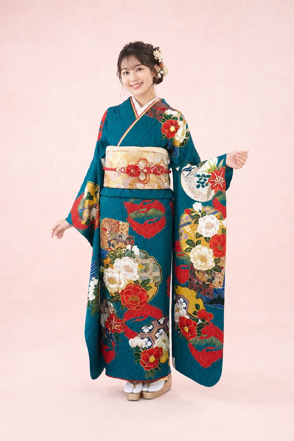 振袖を着用したモデル写真