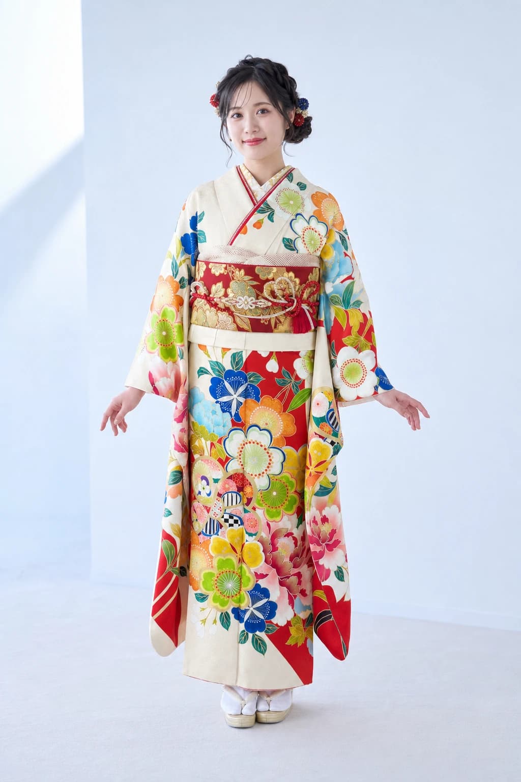 振袖を着用したモデル写真