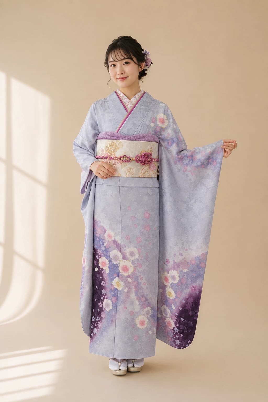 振袖を着用したモデル写真