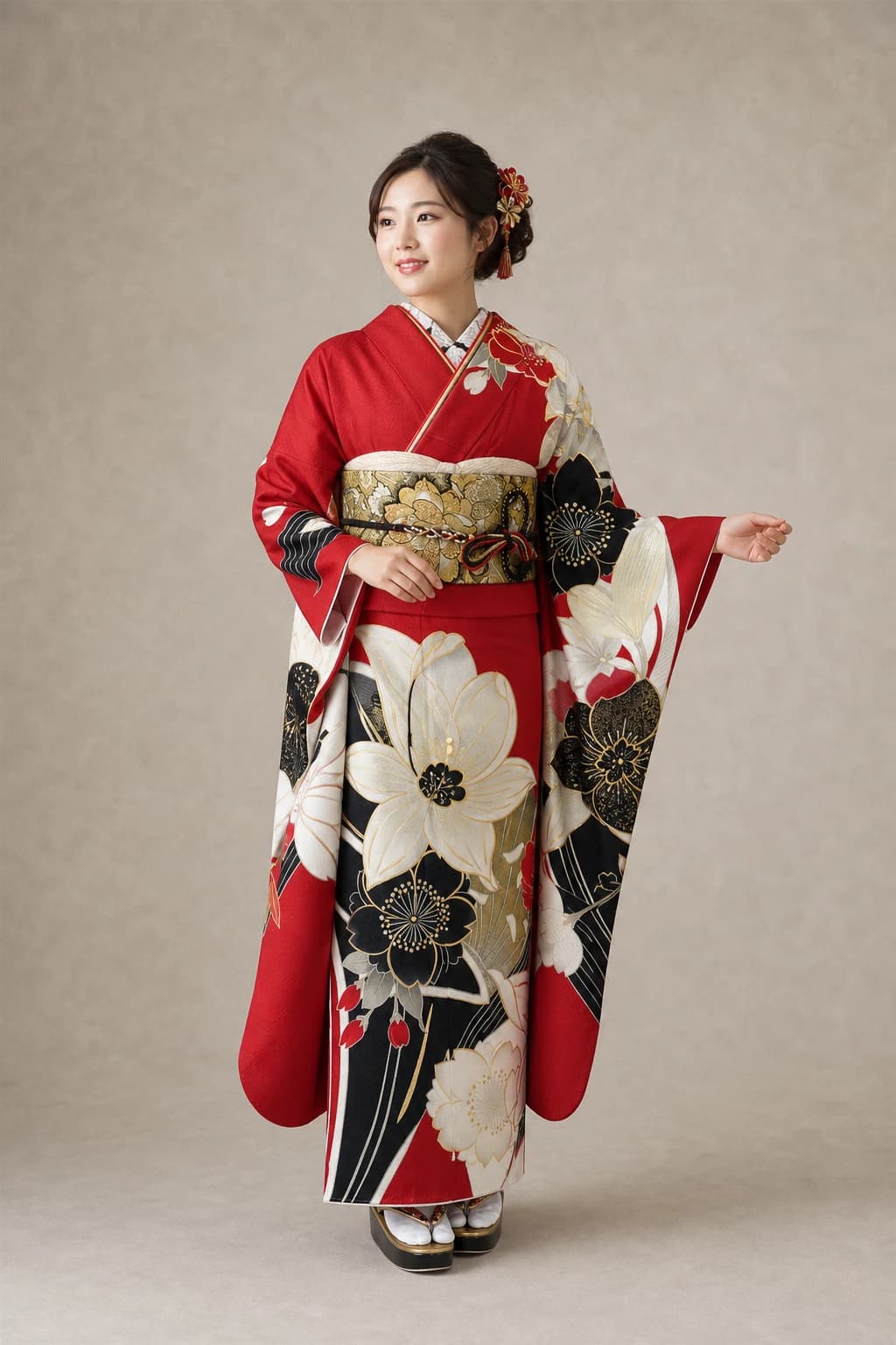 振袖を着用したモデル写真