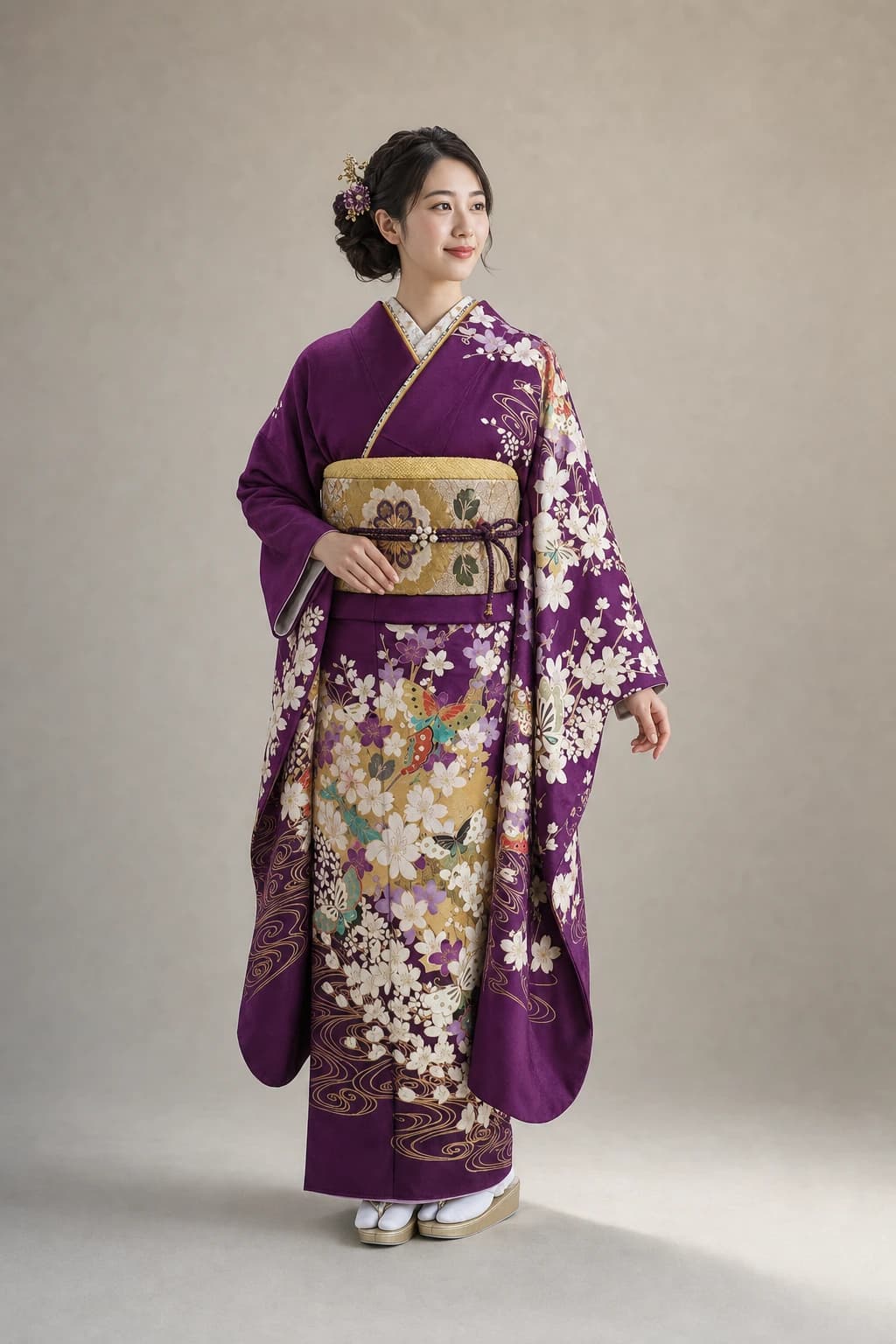 振袖を着用したモデル写真