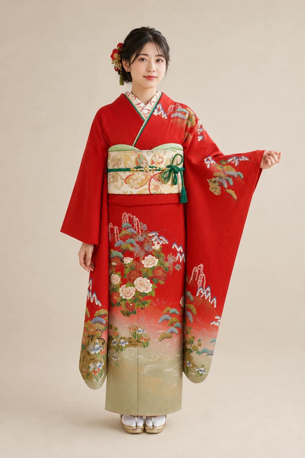振袖を着用したモデル写真