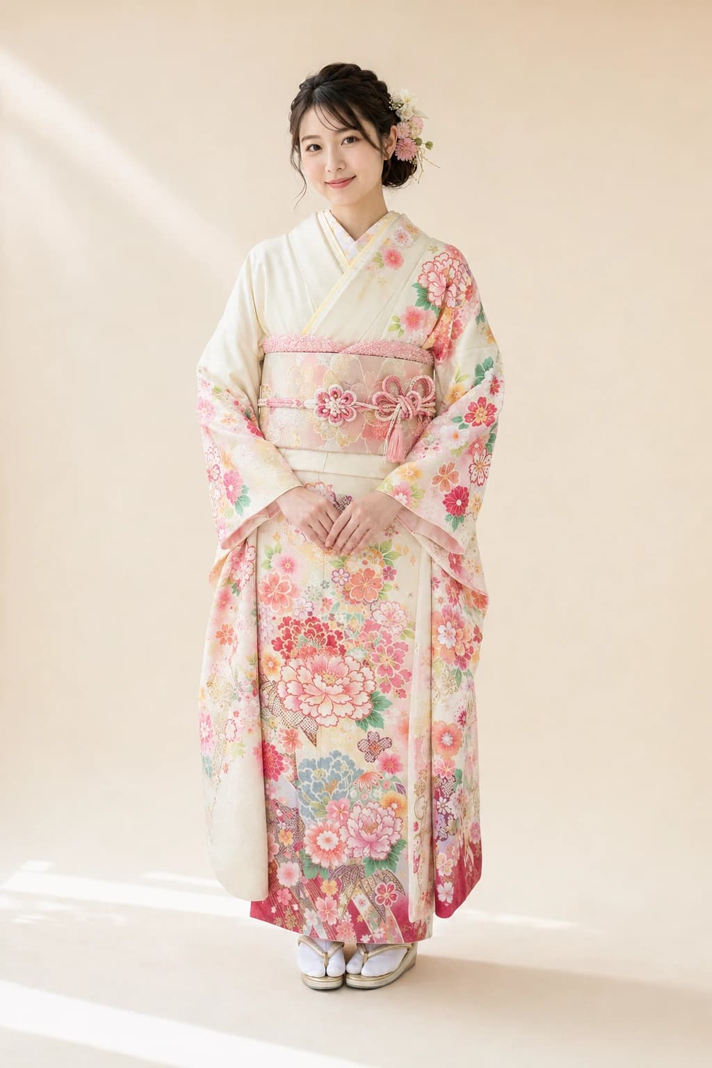振袖を着用したモデル写真