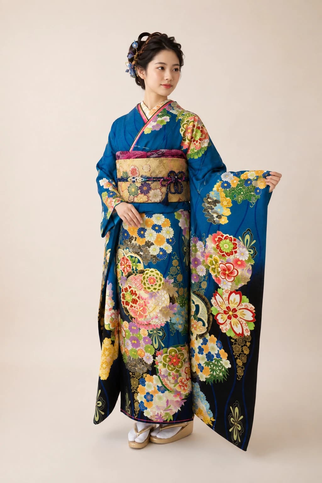 振袖を着用したモデル写真