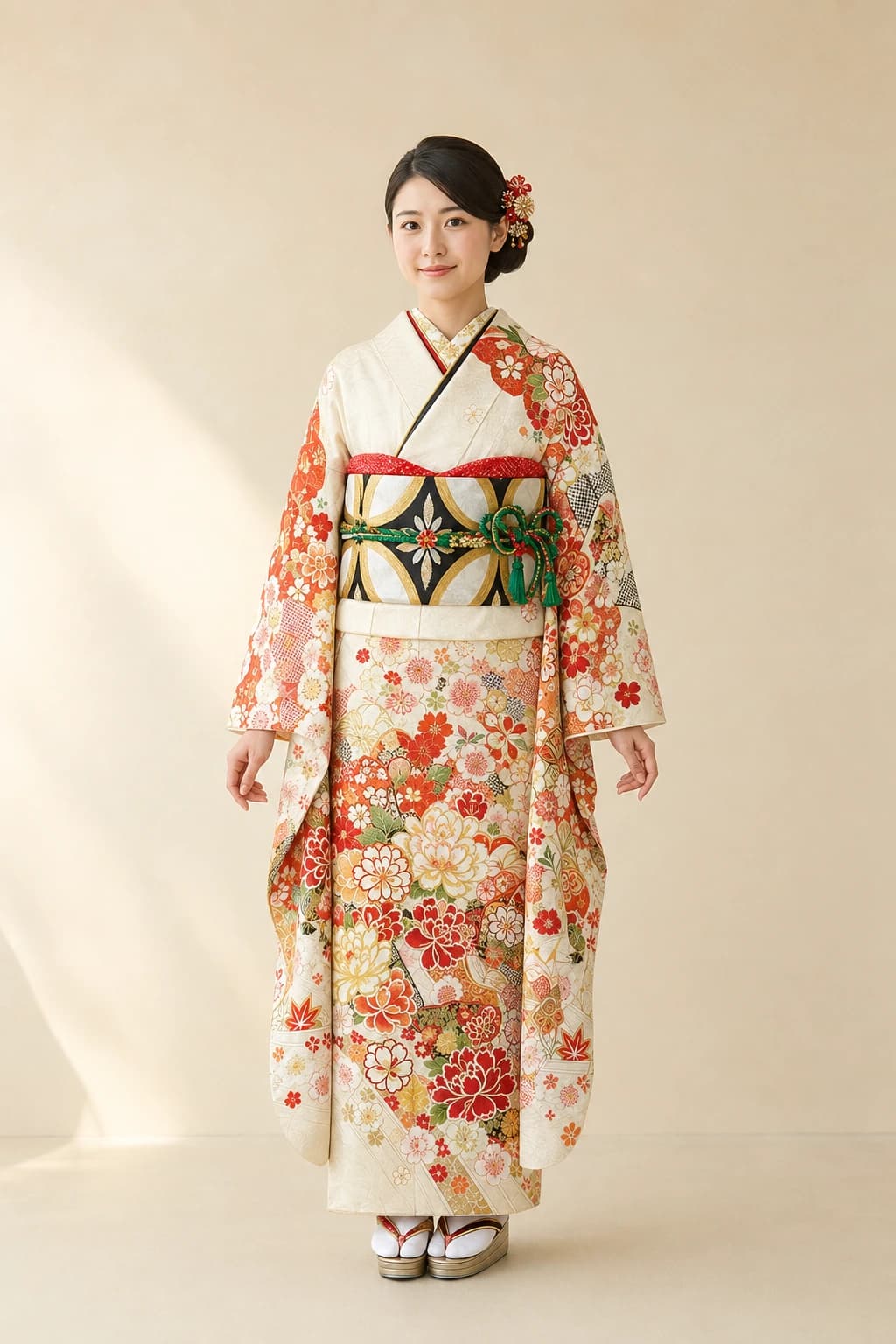 振袖を着用したモデル写真