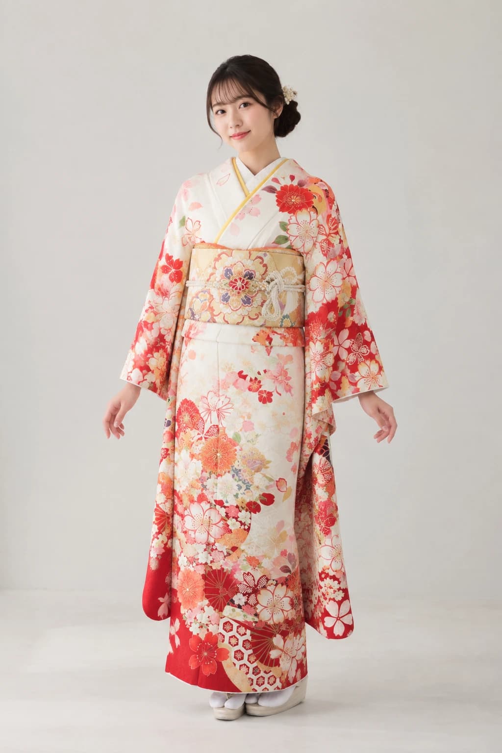 振袖を着用したモデル写真