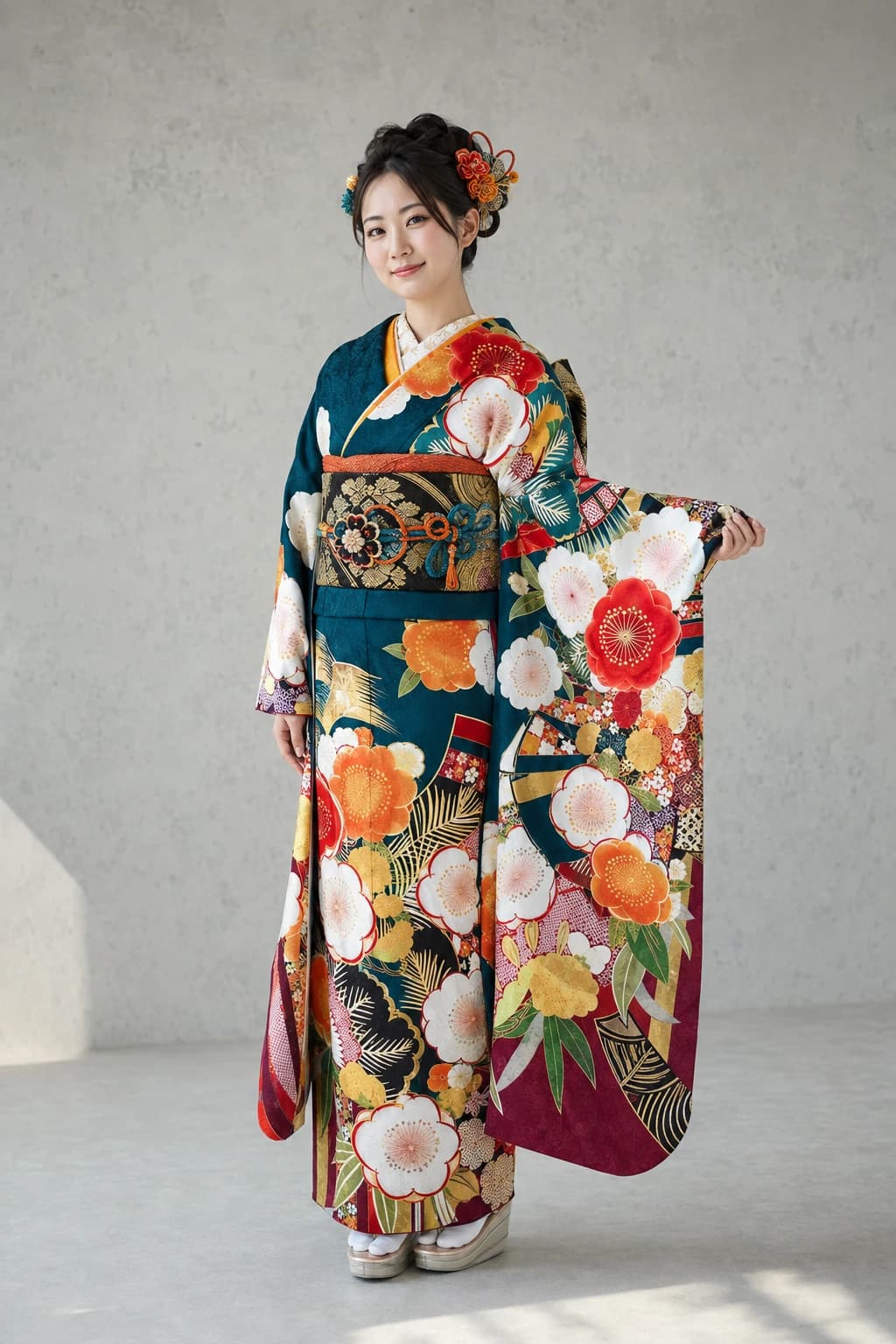 振袖を着用したモデル写真