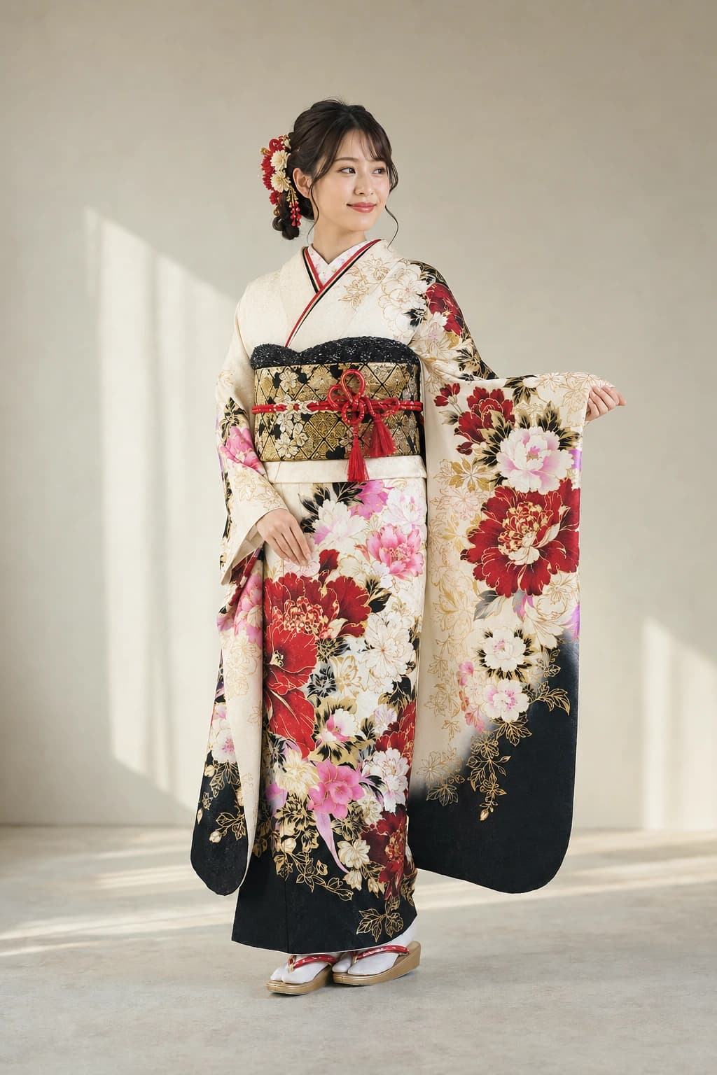振袖を着用したモデル写真