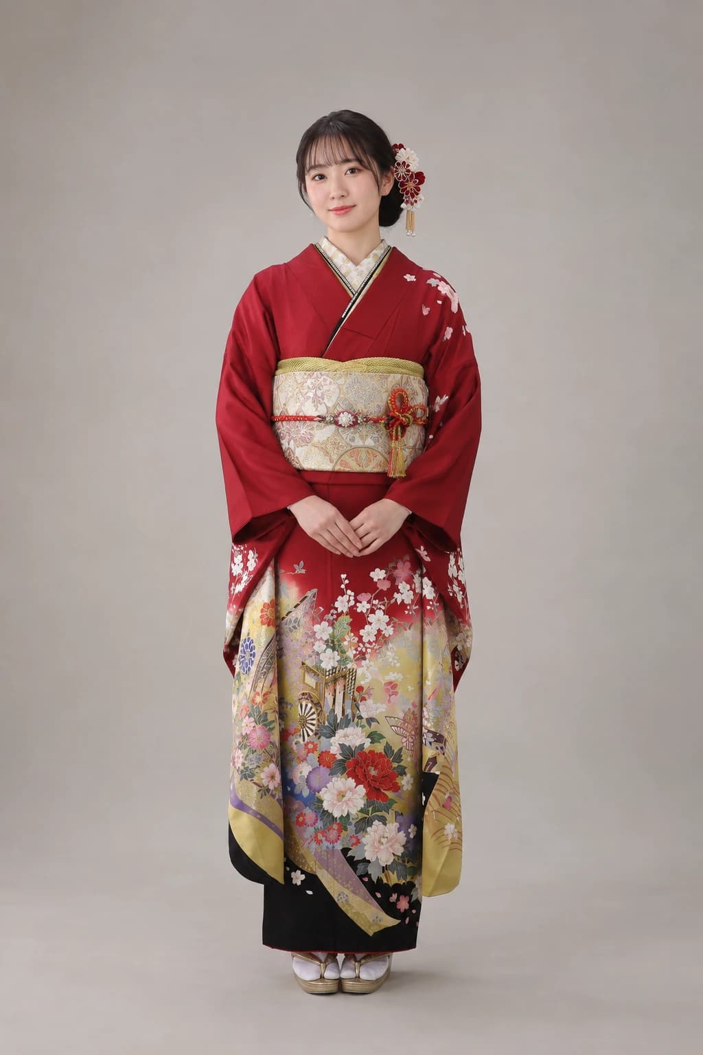 振袖を着用したモデル写真