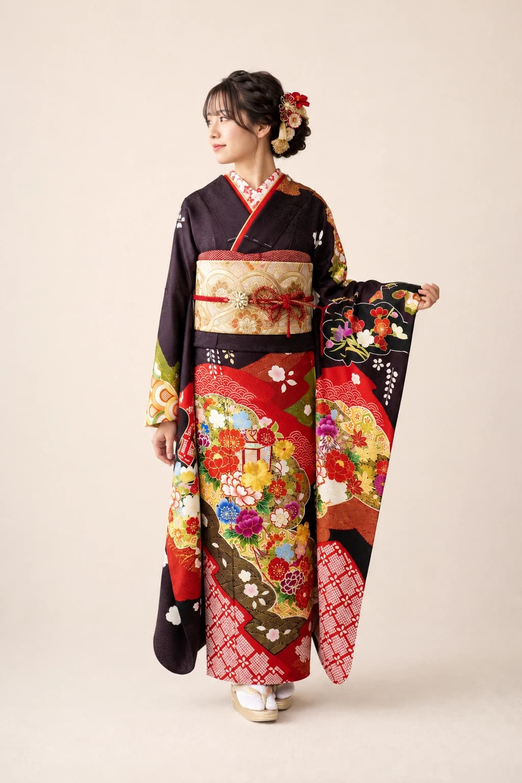 振袖を着用したモデル写真