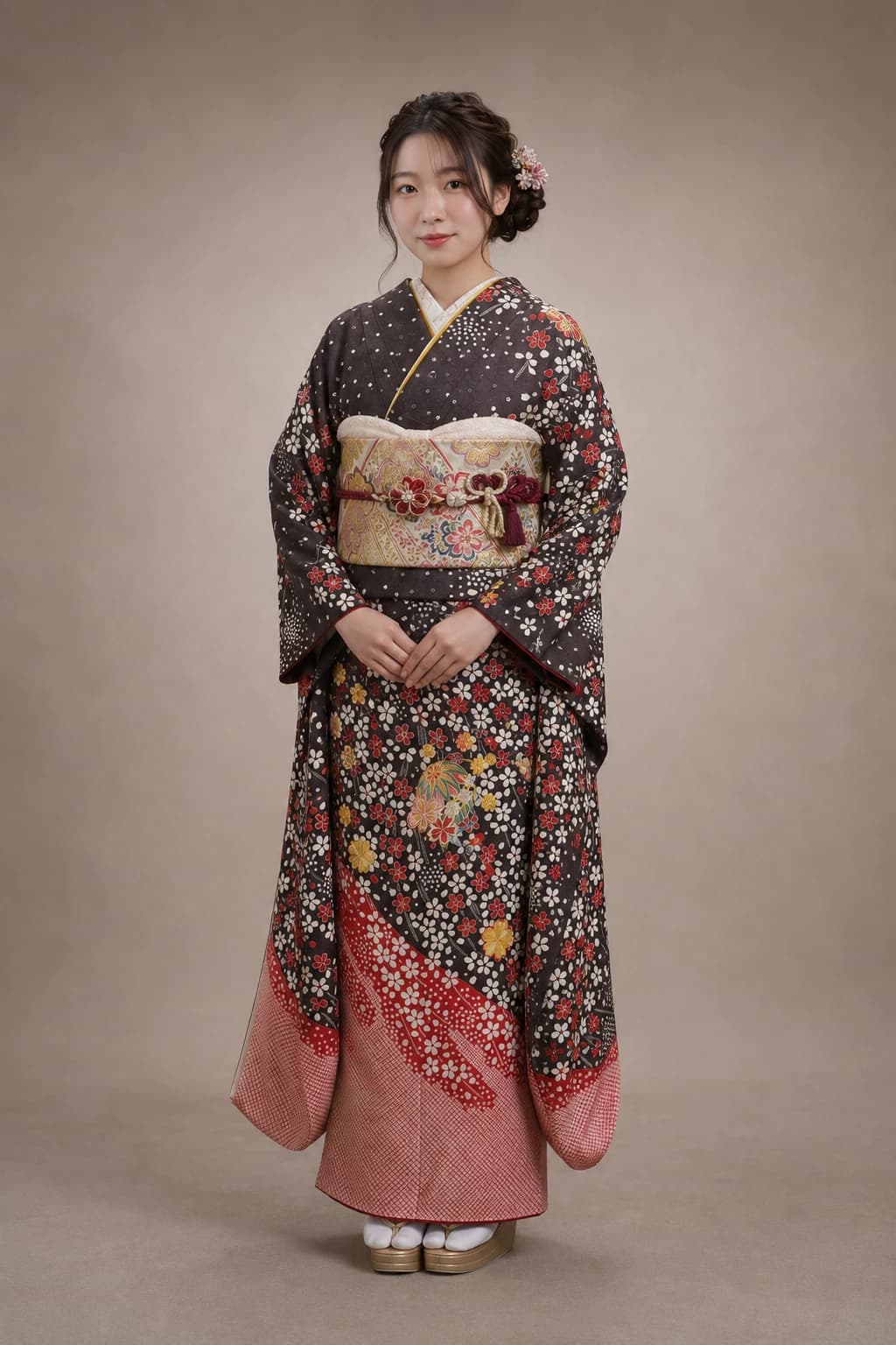 振袖を着用したモデル写真