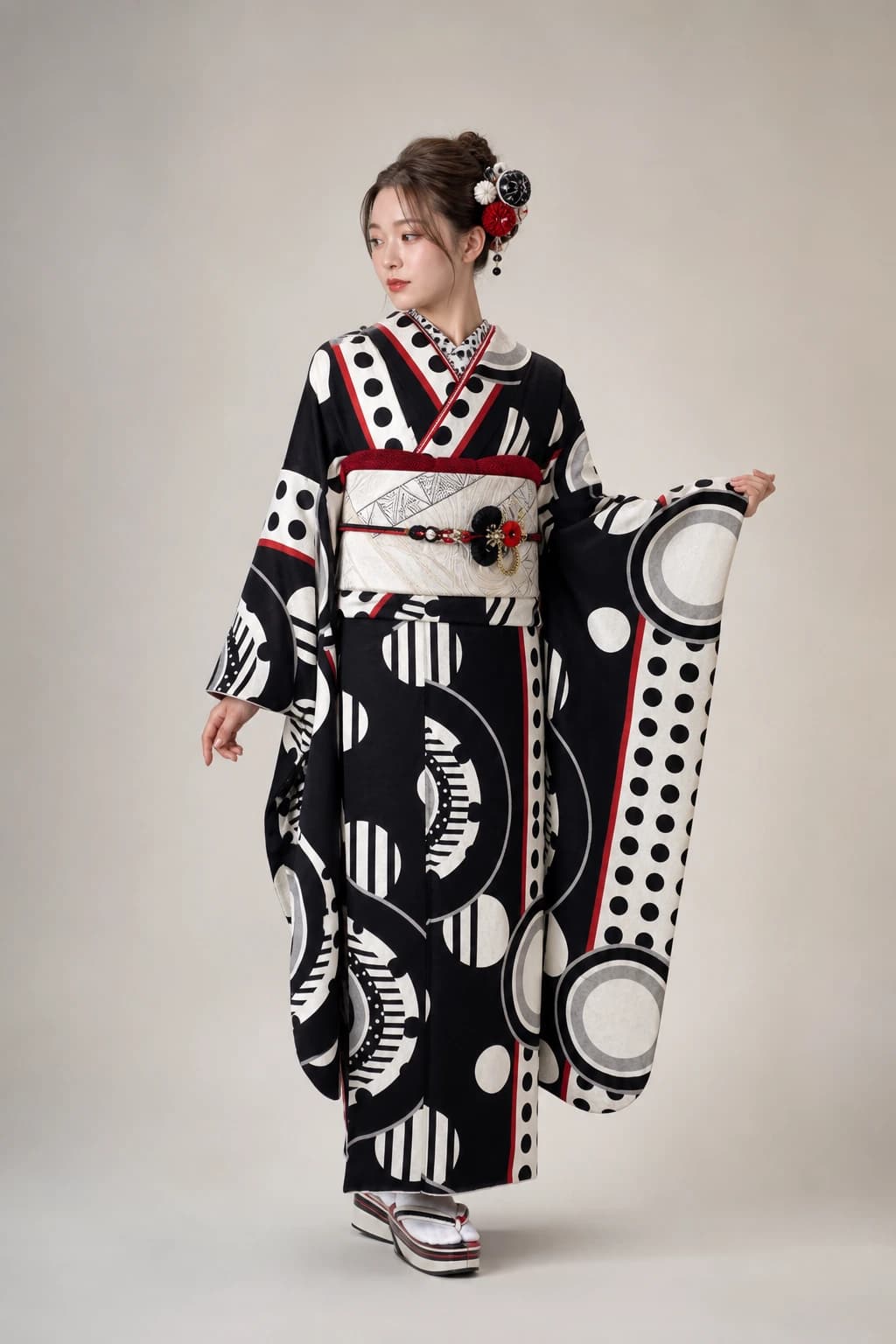 振袖を着用したモデル写真