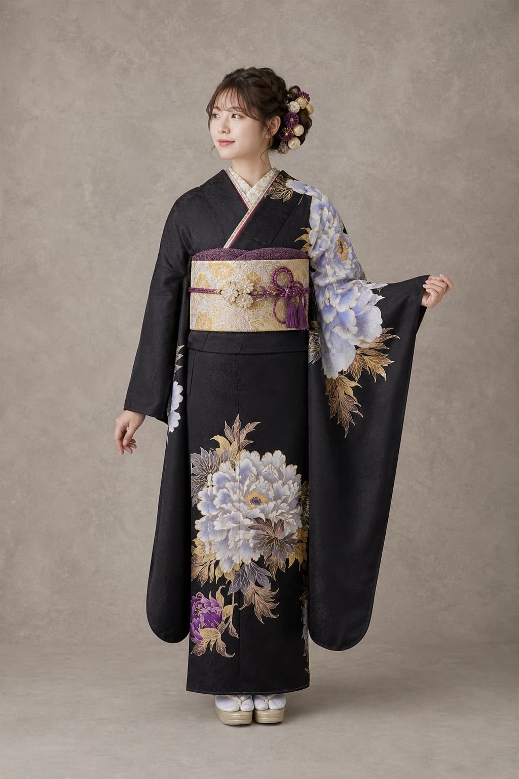 振袖を着用したモデル写真