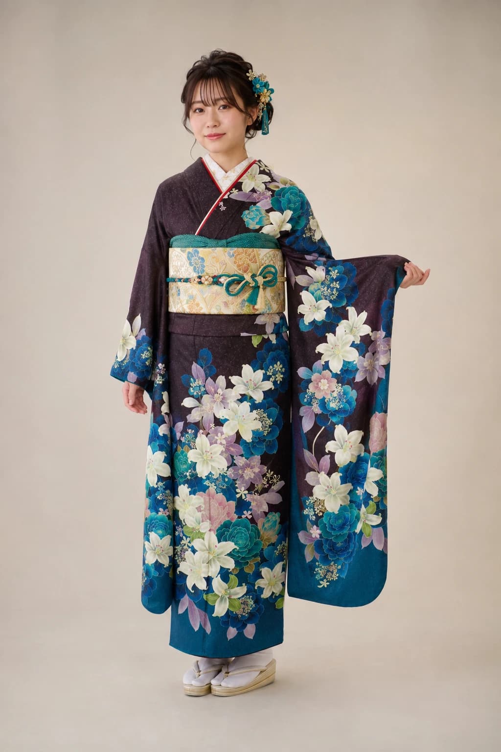 振袖を着用したモデル写真
