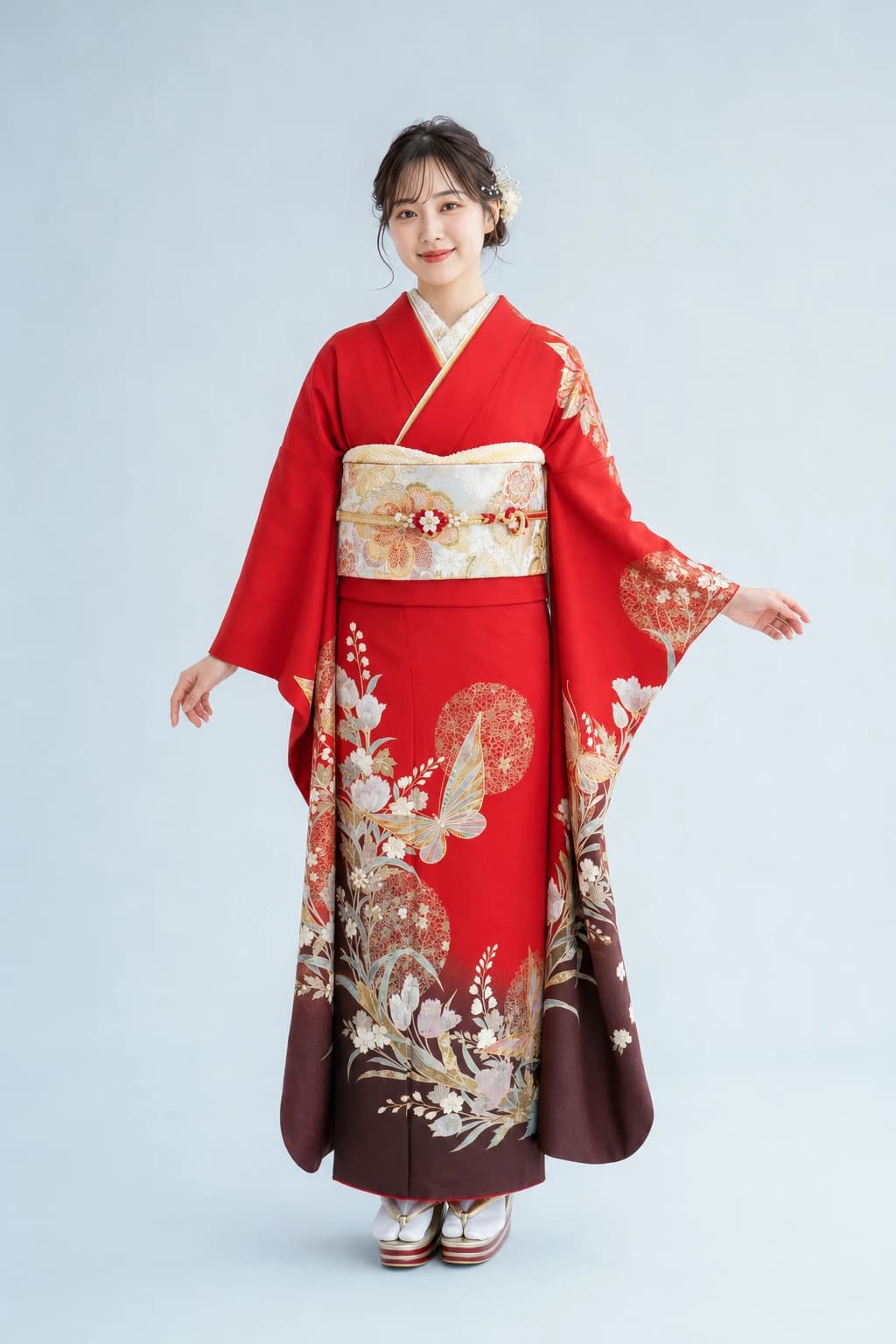 振袖を着用したモデル写真