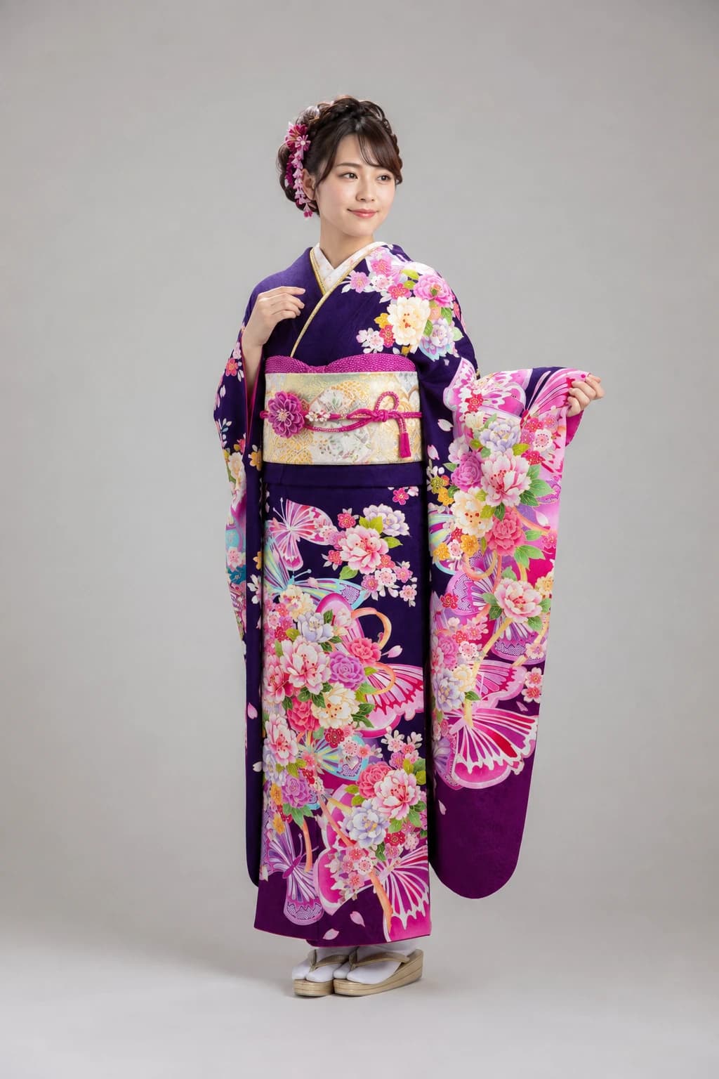 振袖を着用したモデル写真