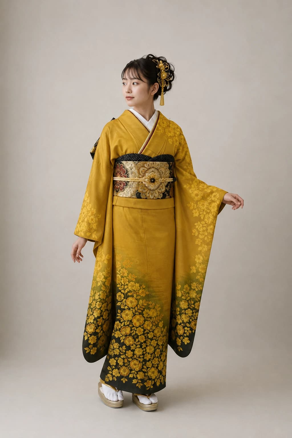 振袖を着用したモデル写真