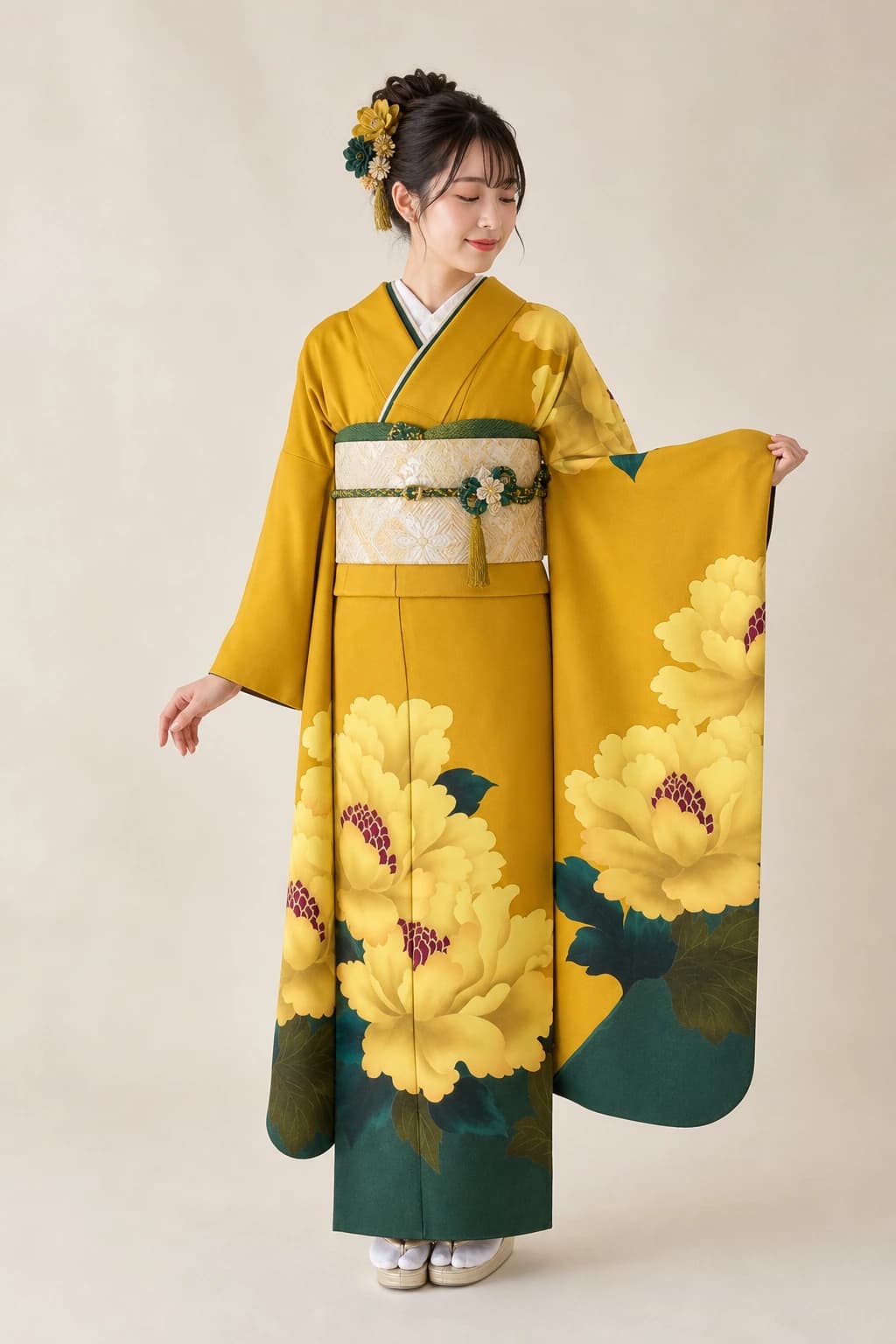振袖を着用したモデル写真