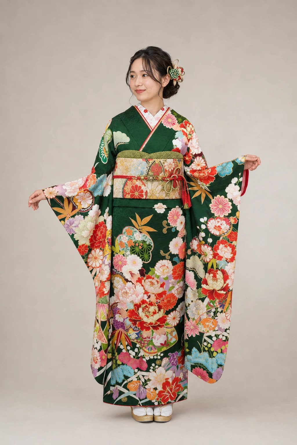 振袖を着用したモデル写真