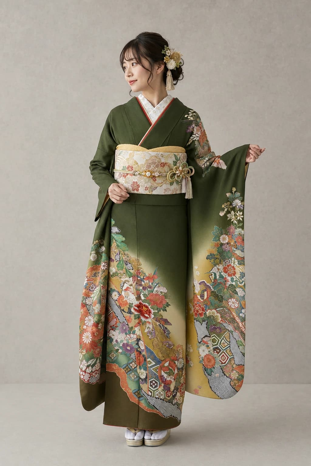振袖を着用したモデル写真