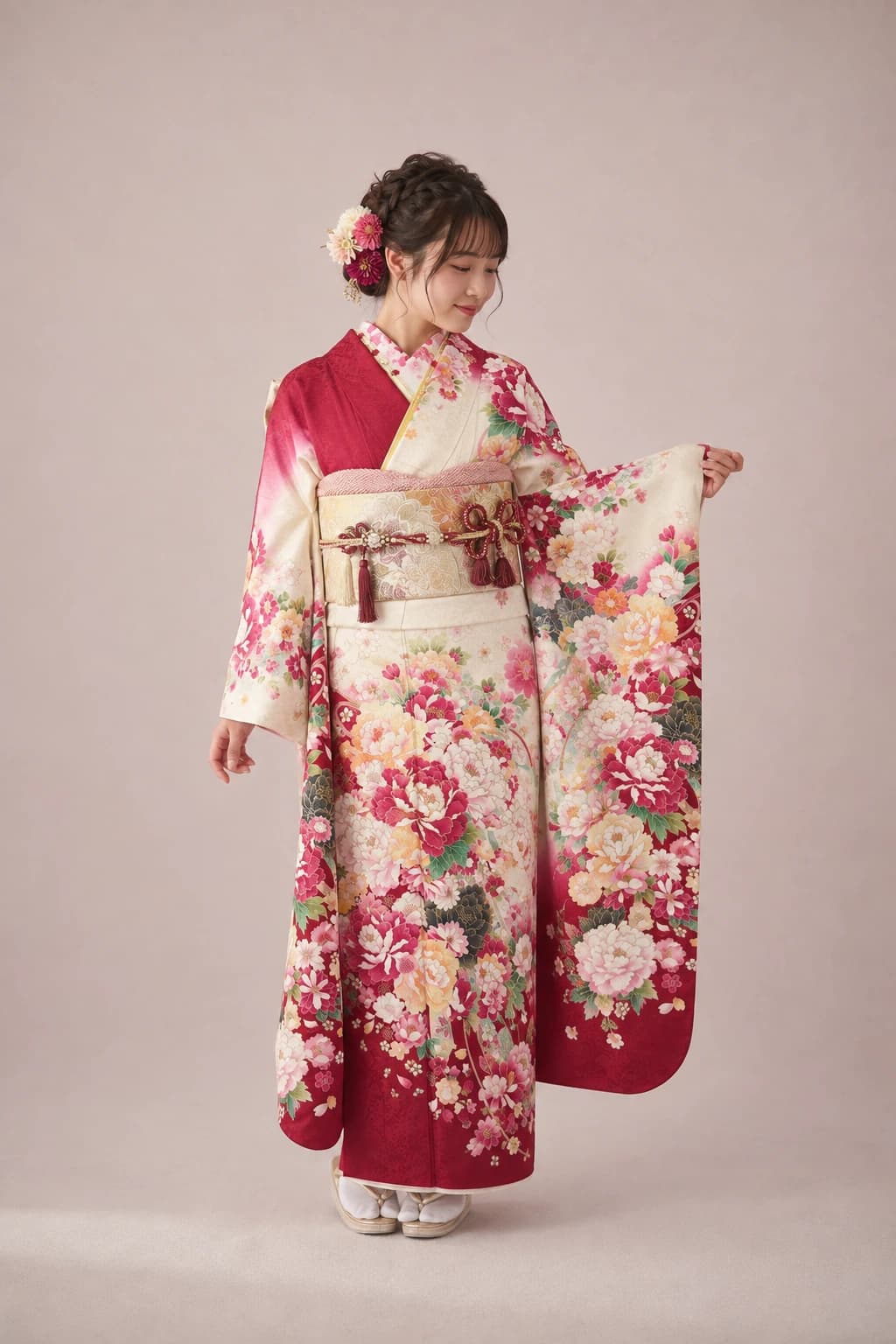 振袖を着用したモデル写真