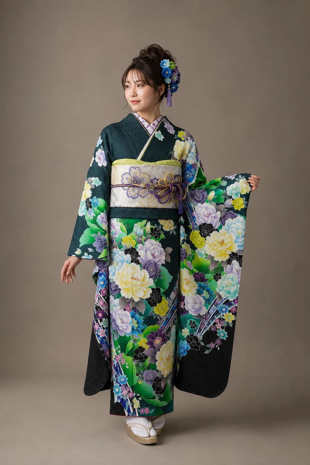振袖を着用したモデル写真