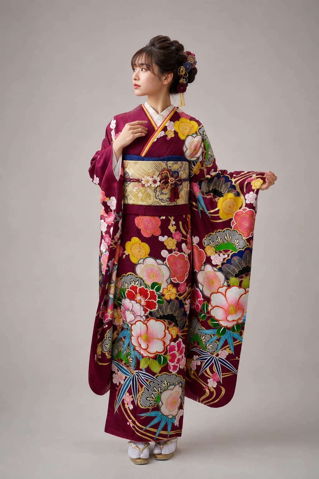 振袖を着用したモデル写真