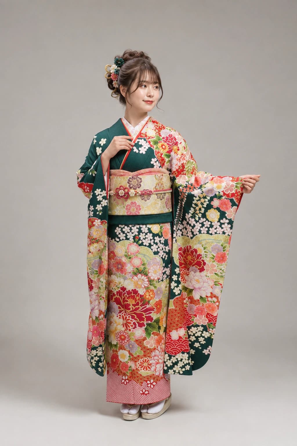 振袖を着用したモデル写真