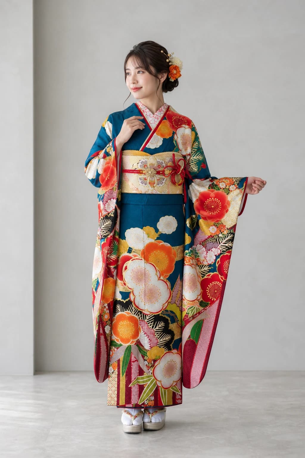 振袖を着用したモデル写真