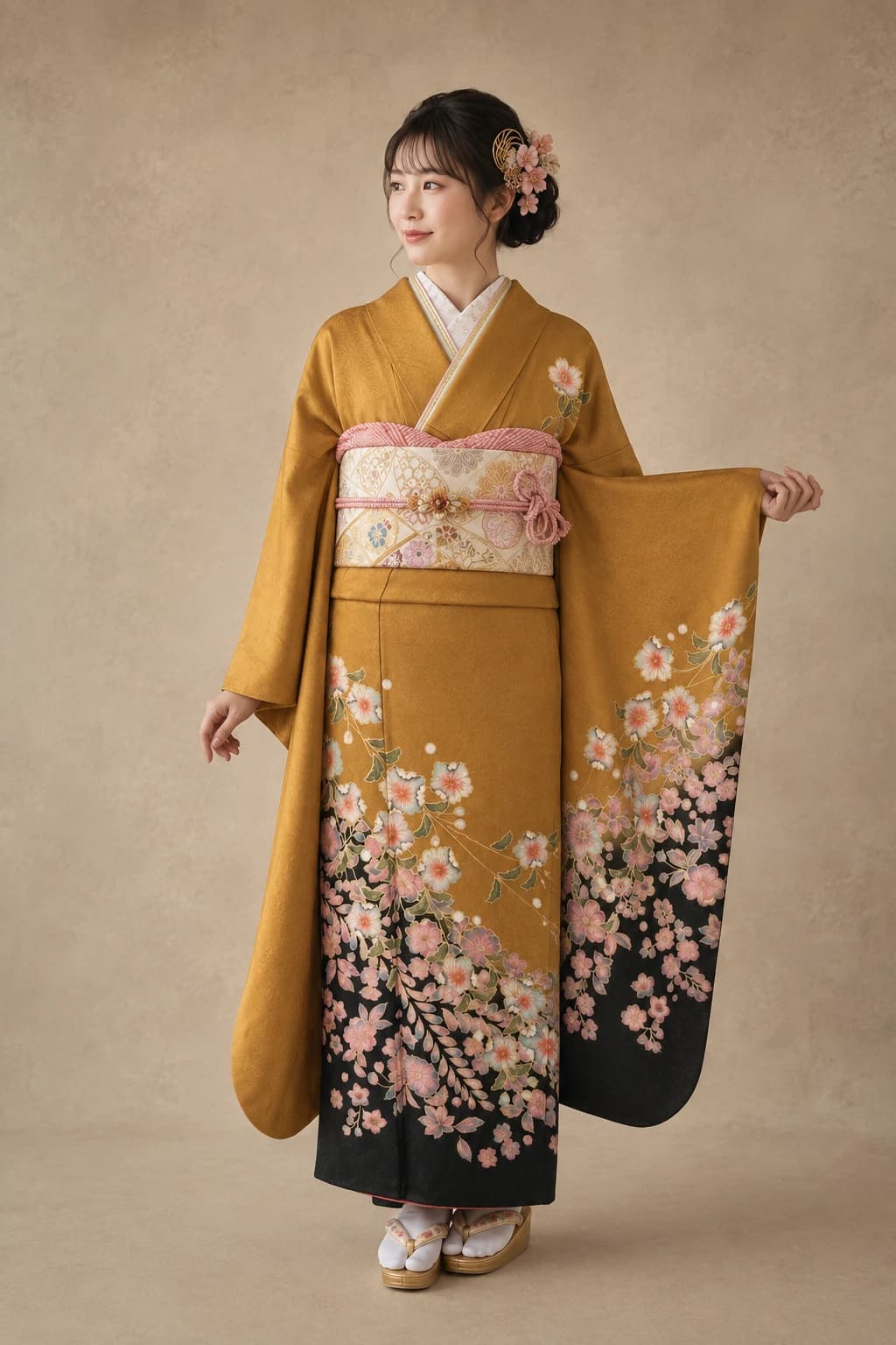 振袖を着用したモデル写真