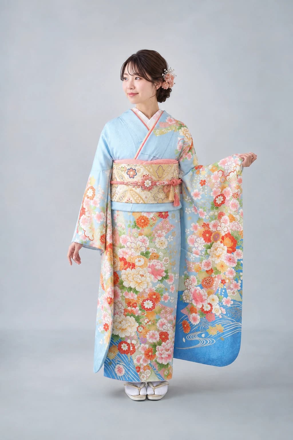 振袖を着用したモデル写真