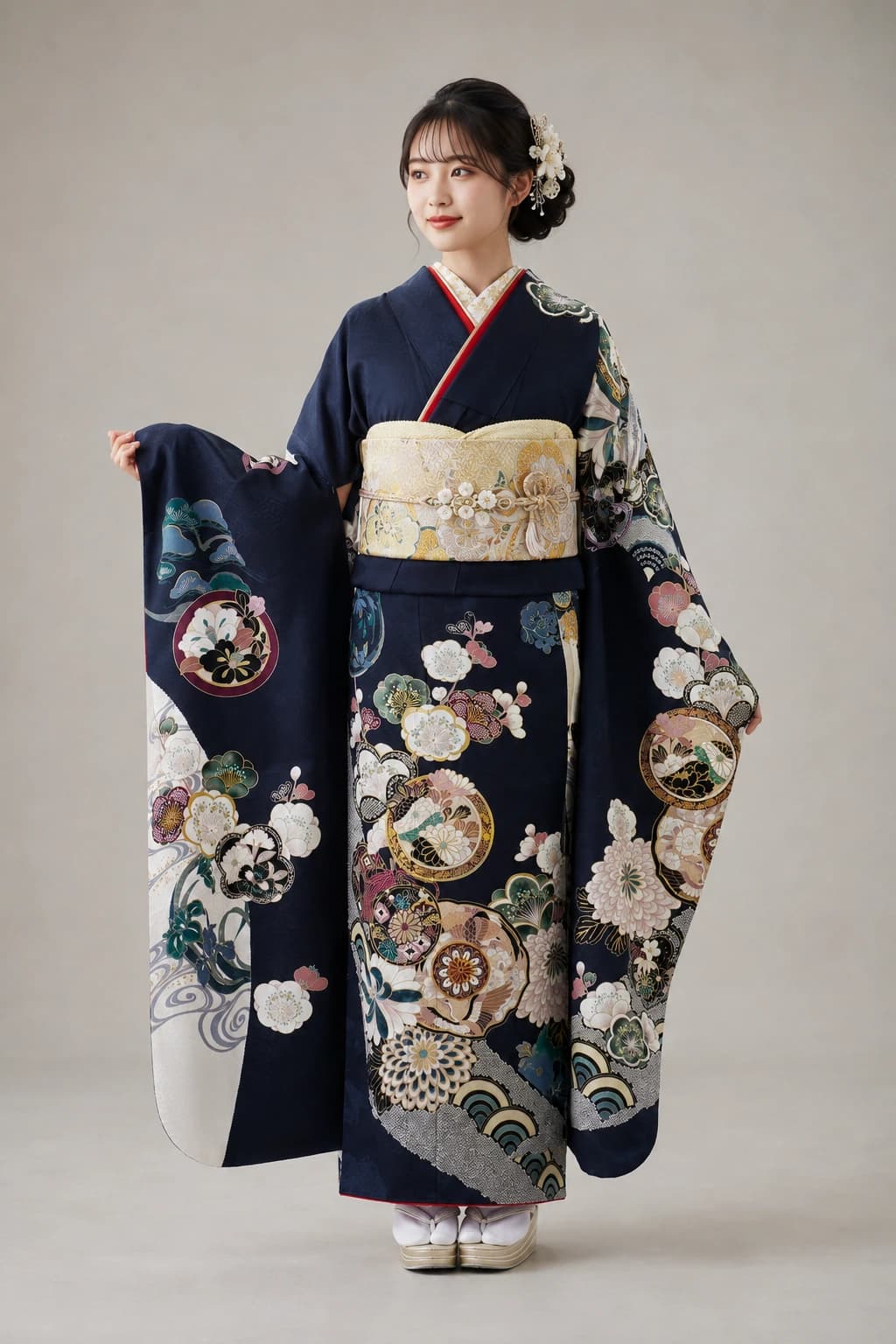振袖を着用したモデル写真