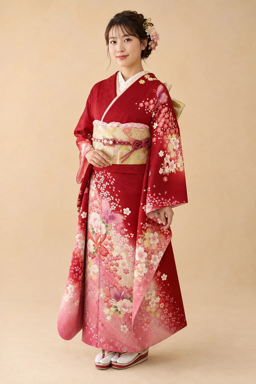 振袖を着用したモデル写真