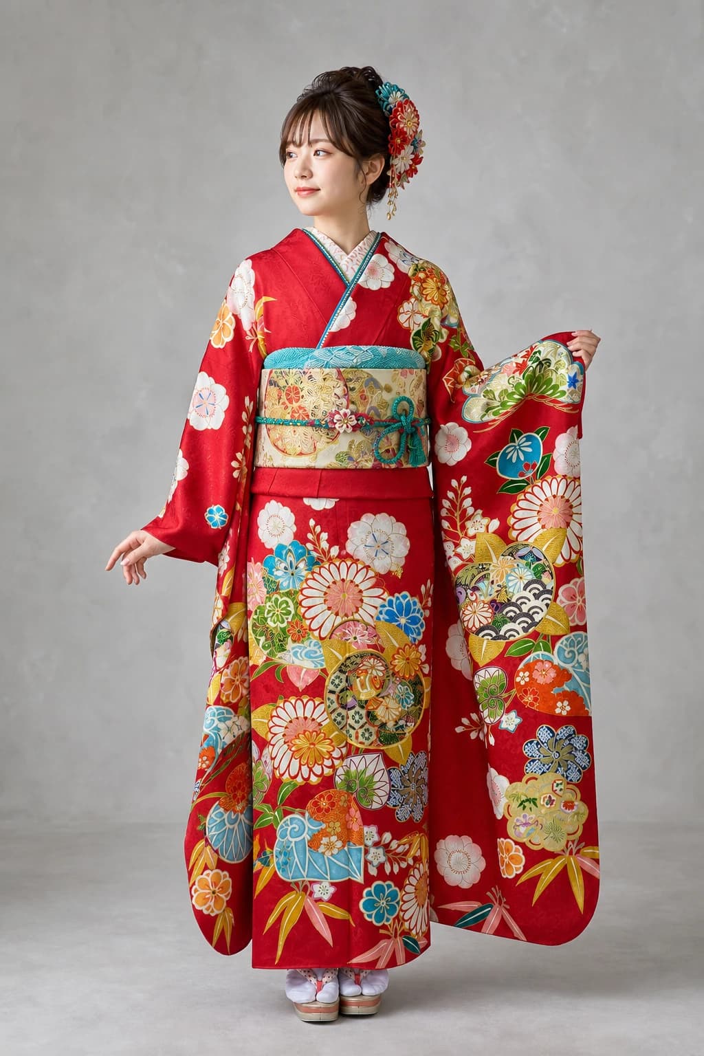 振袖を着用したモデル写真
