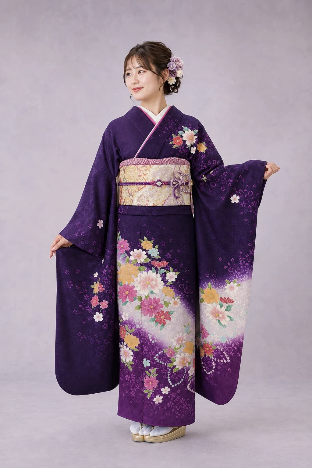 振袖を着用したモデル写真