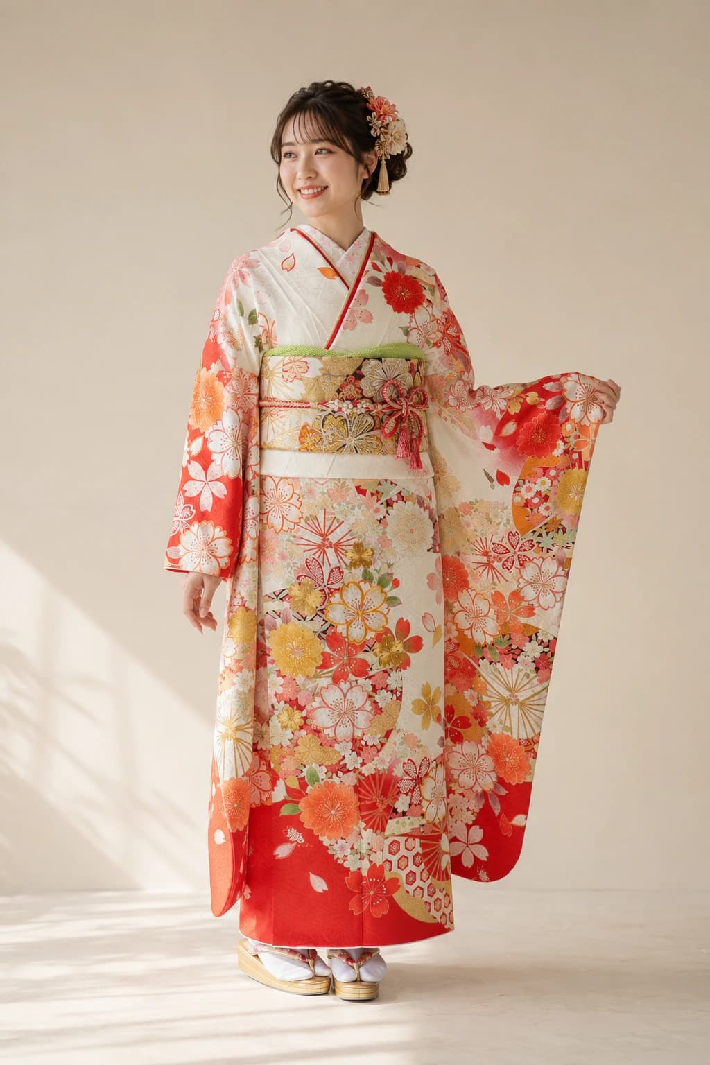 振袖を着用したモデル写真